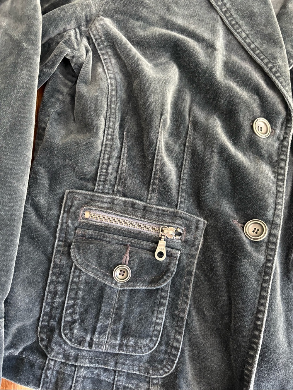 INC International Concepts Deep Gray-Blue Velvet Blazer Jacket - Picture 3 of 8